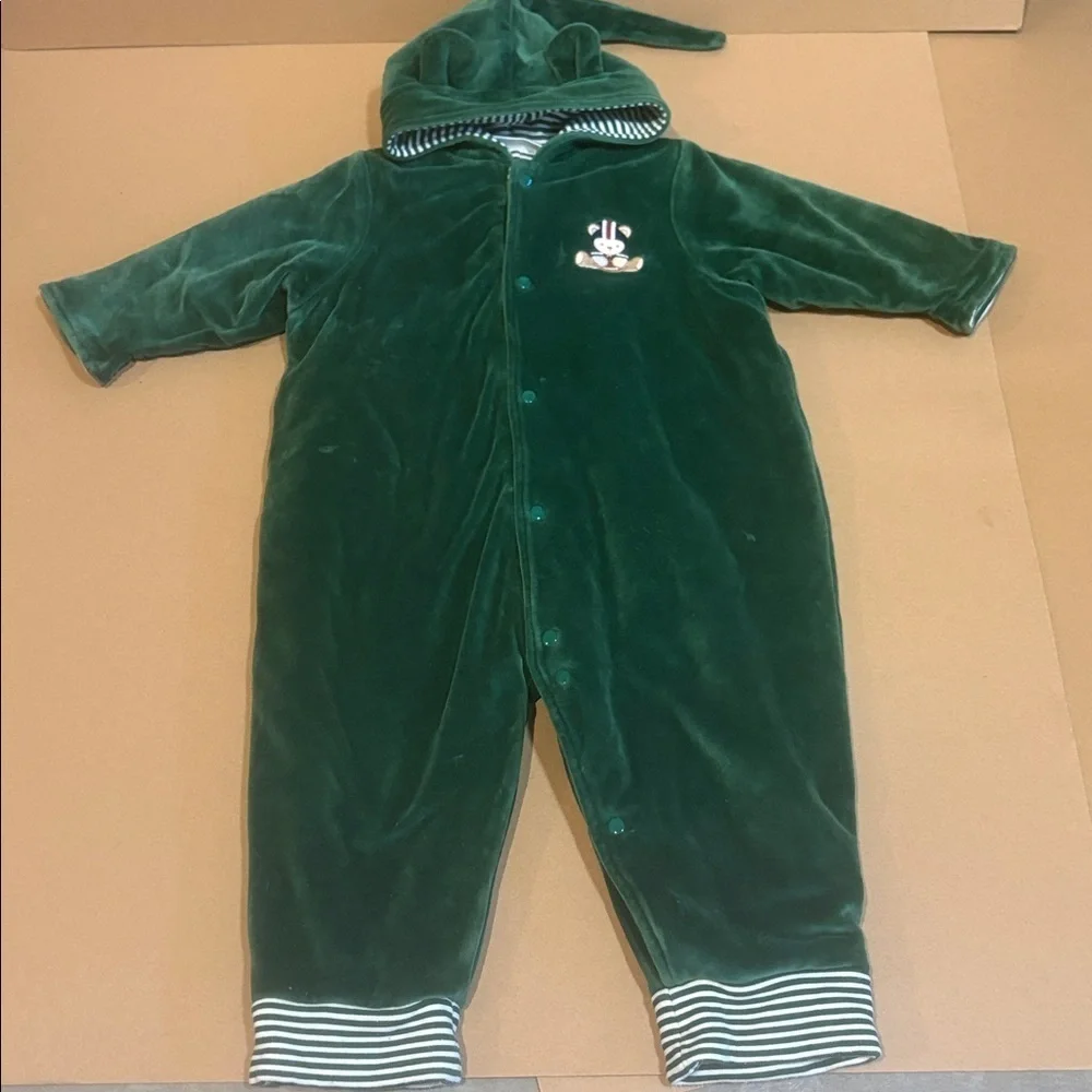 First impressions baby boy bear vintage velour cozy